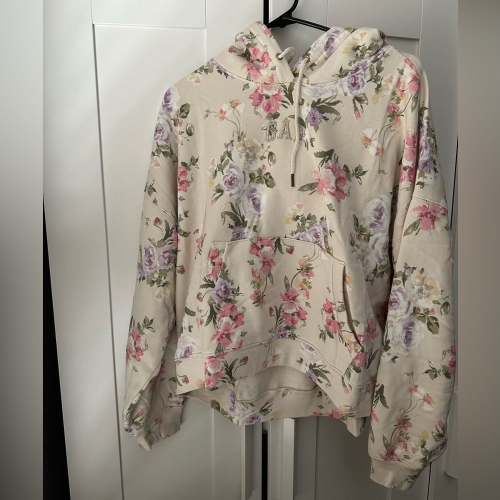 GAP X LOVESHACKFANCY FLORAL CROPPED HOODIE SIZE M NWT.